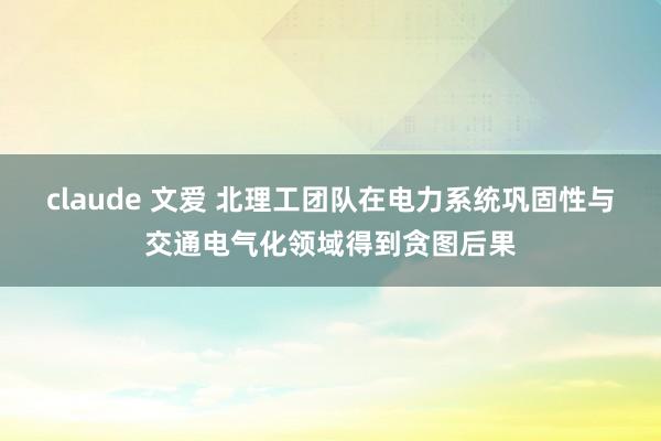 claude 文爱 北理工团队在电力系统巩固性与交通电气化领域得到贪图后果