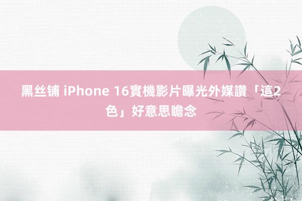 黑丝铺 iPhone 16實機影片曝光　外媒讚「這2色」好意思瞻念