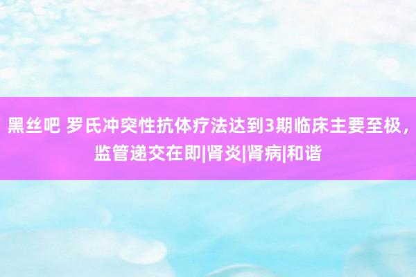 黑丝吧 罗氏冲突性抗体疗法达到3期临床主要至极，监管递交在即|肾炎|肾病|和谐