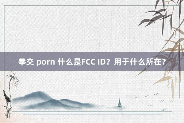 拳交 porn 什么是FCC ID？用于什么所在？